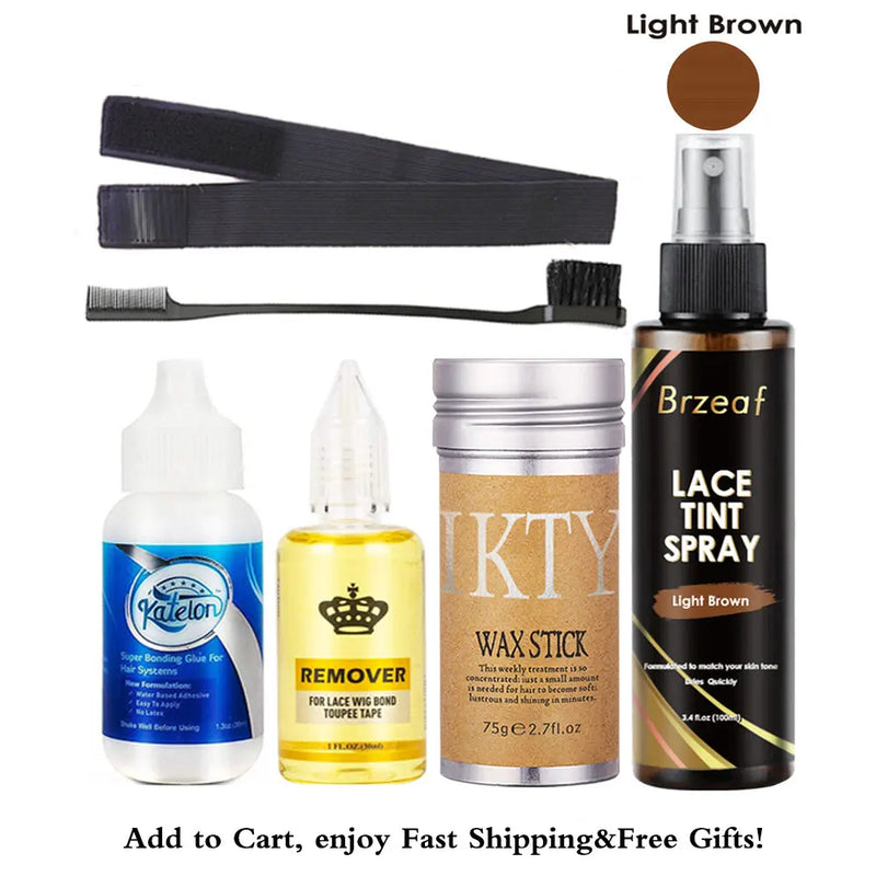 Cola Impermeável para Peruca Frontal + Spray Tint + Elastic Band - Kit Completo 38ml para Fixação Perfeita e Acabamento Profissional!