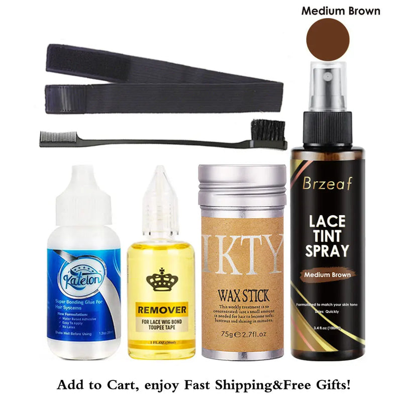 Cola Impermeável para Peruca Frontal + Spray Tint + Elastic Band - Kit Completo 38ml para Fixação Perfeita e Acabamento Profissional!