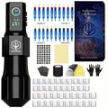 Kit de Tatuagem POSEIDON - Máquina de Tatuagem Wireless + Fonte de Energia + Caneta para Maquiagem Permanente - Tudo em Um para Profissionais